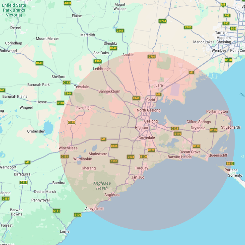 Complete Plumbing Co service area map covering Greater Geelong